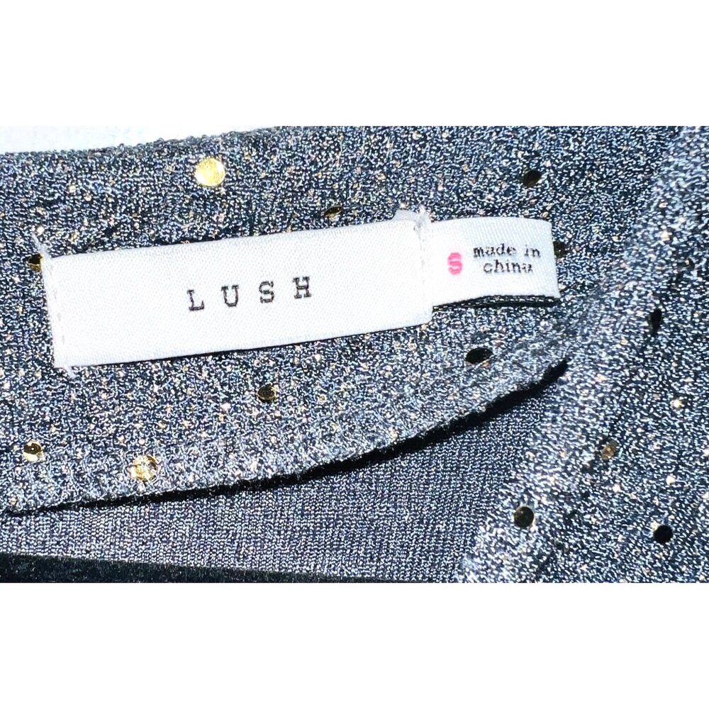 LUSH Womens Gray Mini Dress V Neck Gold Toned Sequins SMALL - Picture 4 of 4